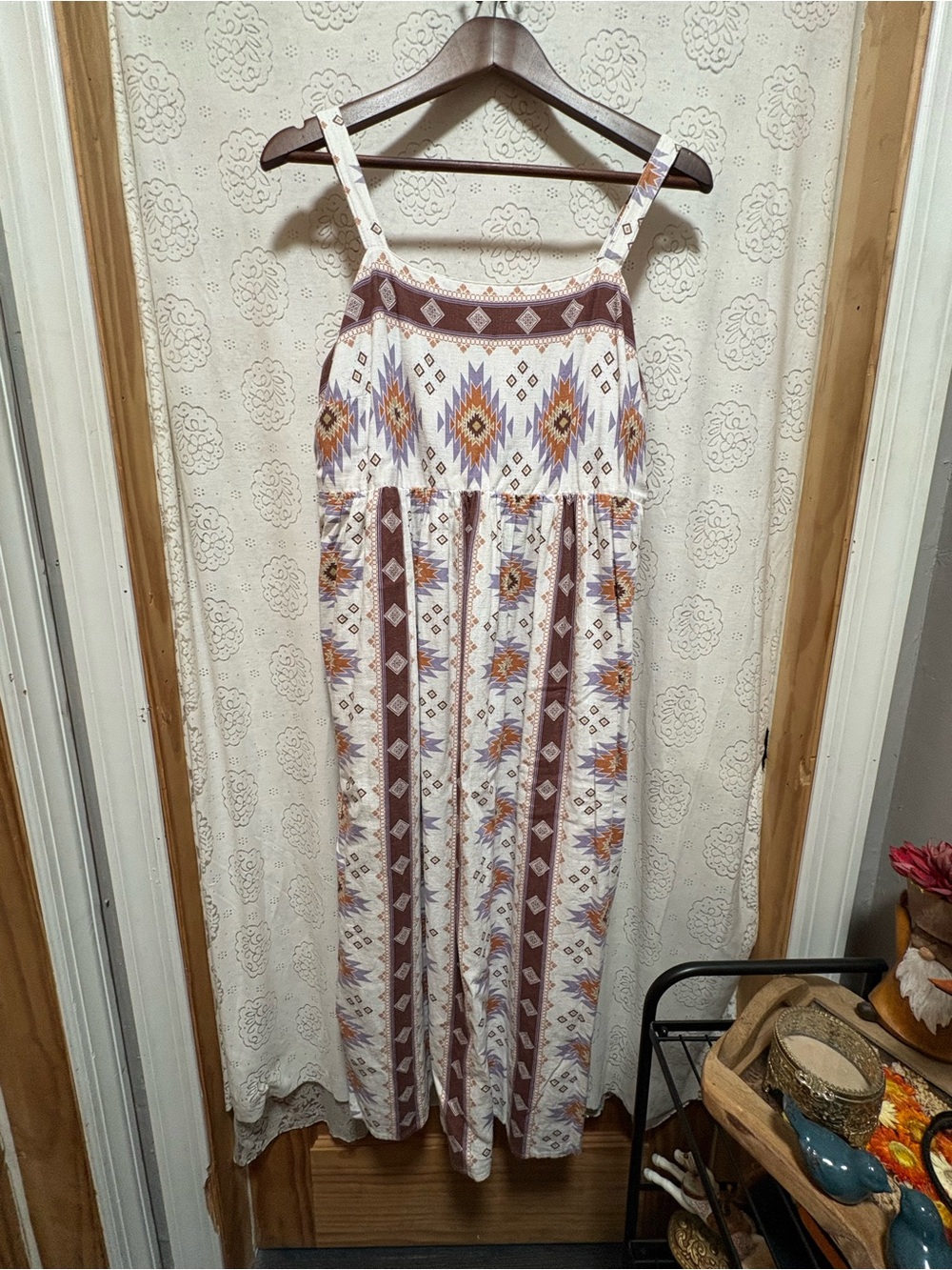 Sonoma Aztec Print Cotton Maxi Dress Boho Sleeveless Size Large - Picture 2 of 4